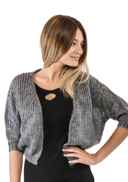 Maria: chaqueta de mujer en mohair sin botones, suave y ligera