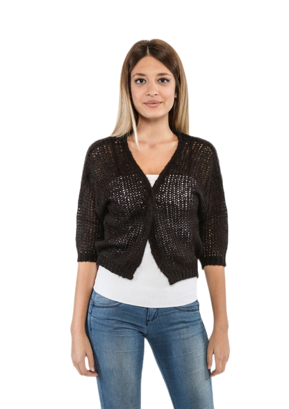 Maria: chaqueta de mujer en mohair sin botones, suave y ligera