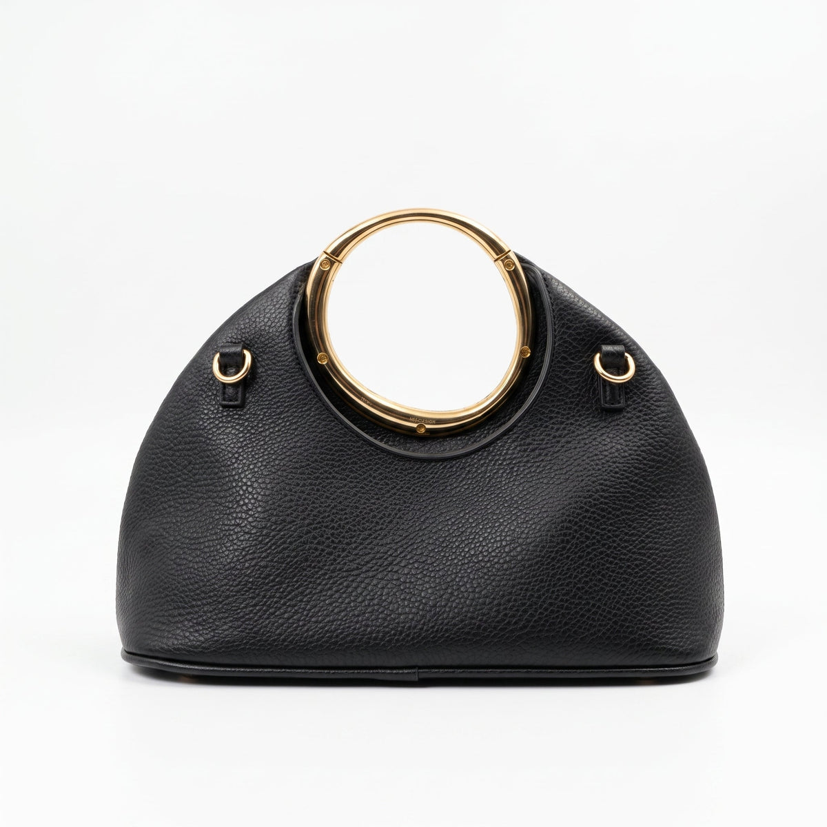 Halo Faux Leather Handbag with Gold Circular Handle