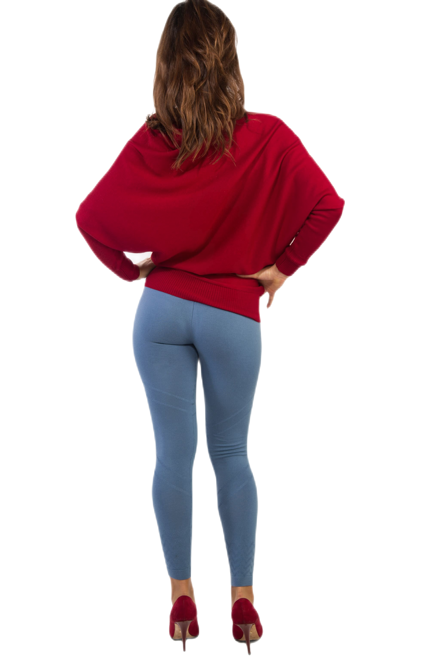 Leggings V em lã elástica macia e quente