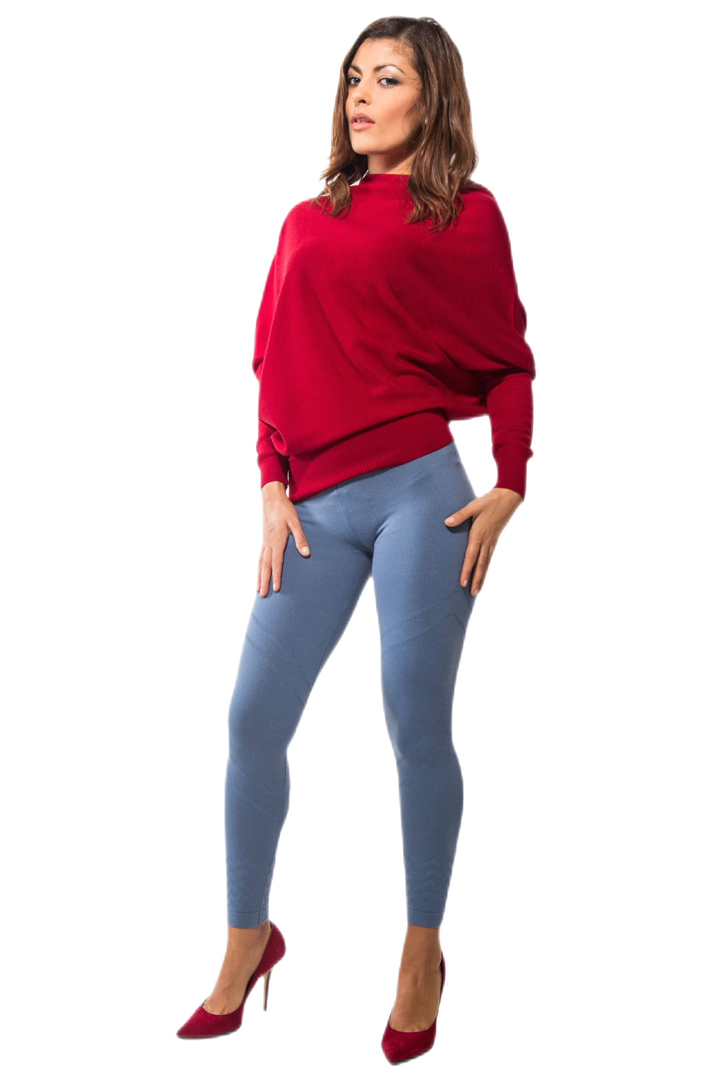 Leggings V em lã elástica macia e quente