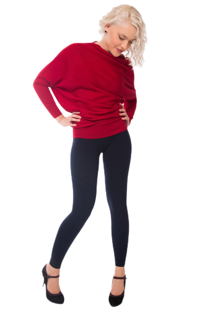 Leggings V em lã elástica macia e quente