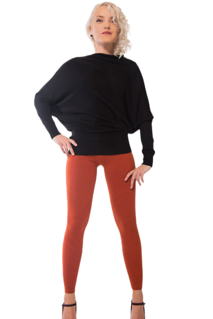 Leggings V em lã elástica macia e quente