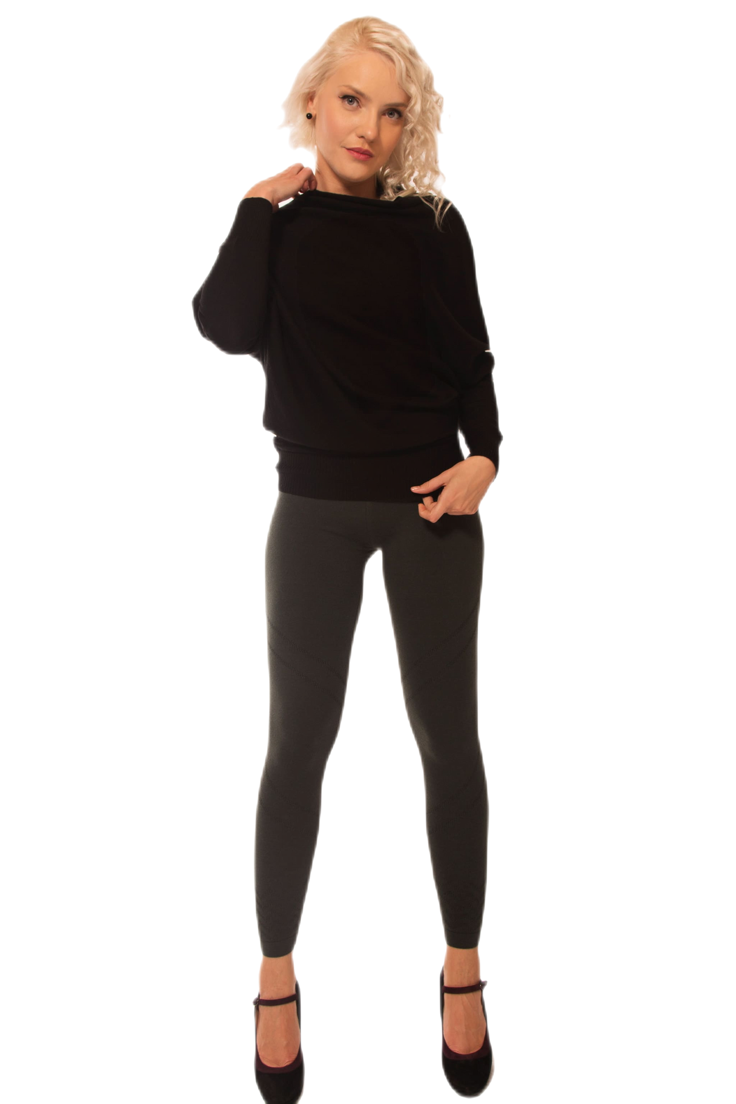 Leggings V em lã elástica macia e quente