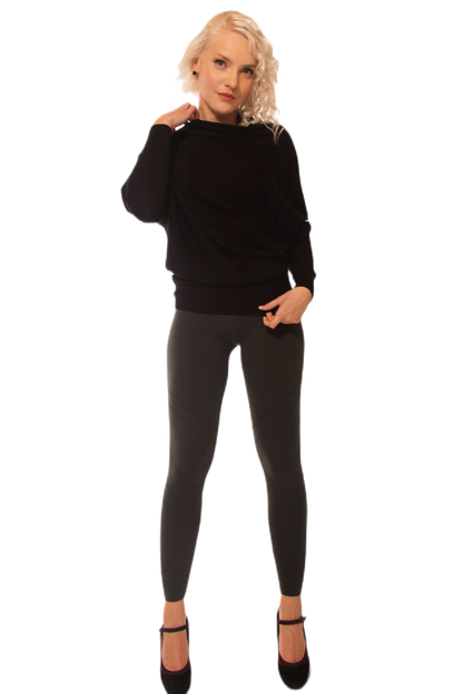 Leggings V em lã elástica macia e quente