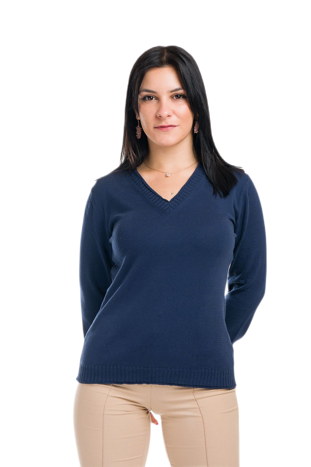 Hilary: camiseta de mujer de manga larga en algodón gasificado con escote en V