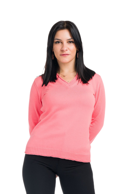 Hilary: camiseta de mujer de manga larga en algodón gasificado con escote en V