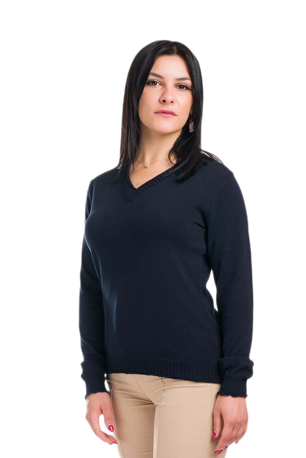 Hilary: camiseta de mujer de manga larga en algodón gasificado con escote en V