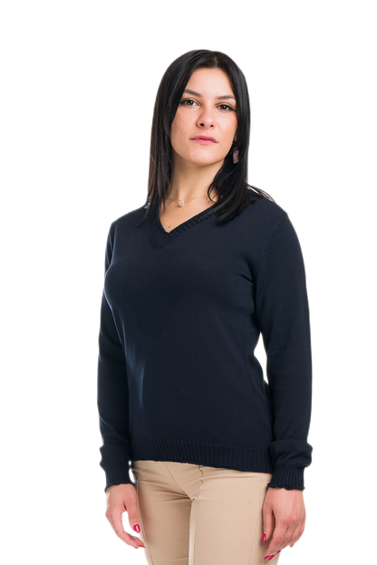 Hilary: camiseta de mujer de manga larga en algodón gasificado con escote en V