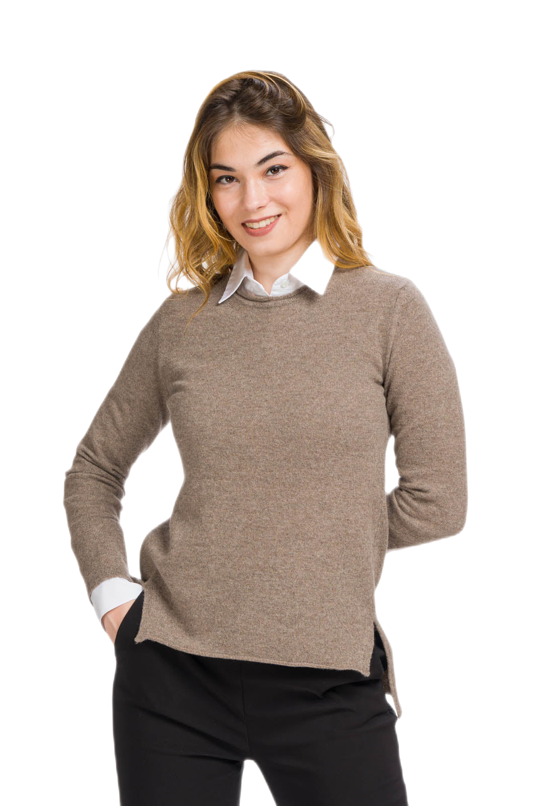 Sharm: camiseta amplia de mujer en lana merino y cachemira estilo casual chic