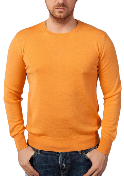 G MAN Pullover: camiseta clásica de hombre de cuello redondo en lana virgen merino
