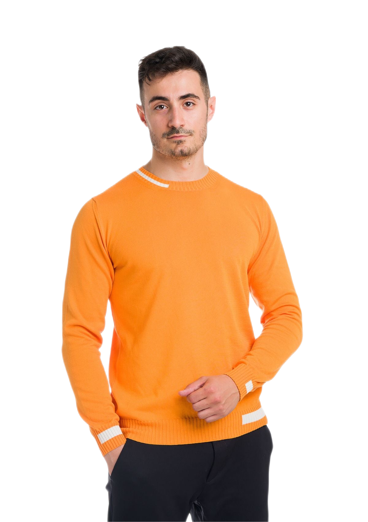 Formentera: camiseta de hombre de cuello redondo en algodón con inserciones a contraste