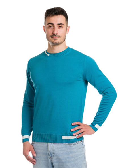 Formentera: camiseta de hombre de cuello redondo en algodón con inserciones a contraste