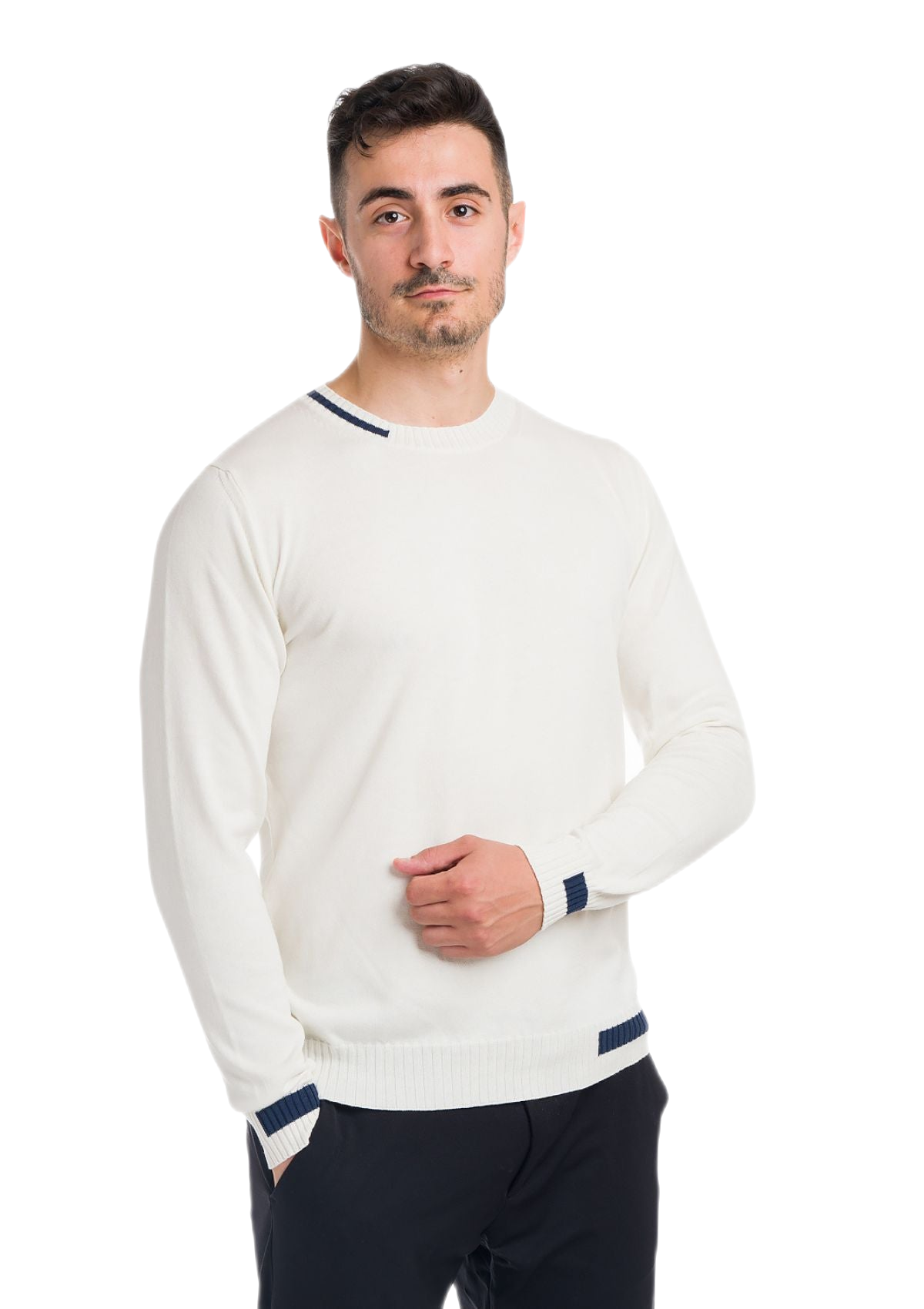Formentera: camiseta de hombre de cuello redondo en algodón con inserciones a contraste