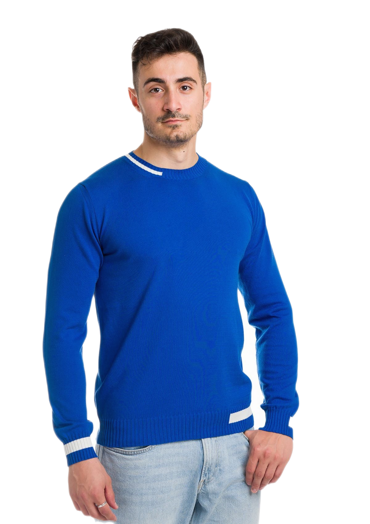 Formentera: camiseta de hombre de cuello redondo en algodón con inserciones a contraste
