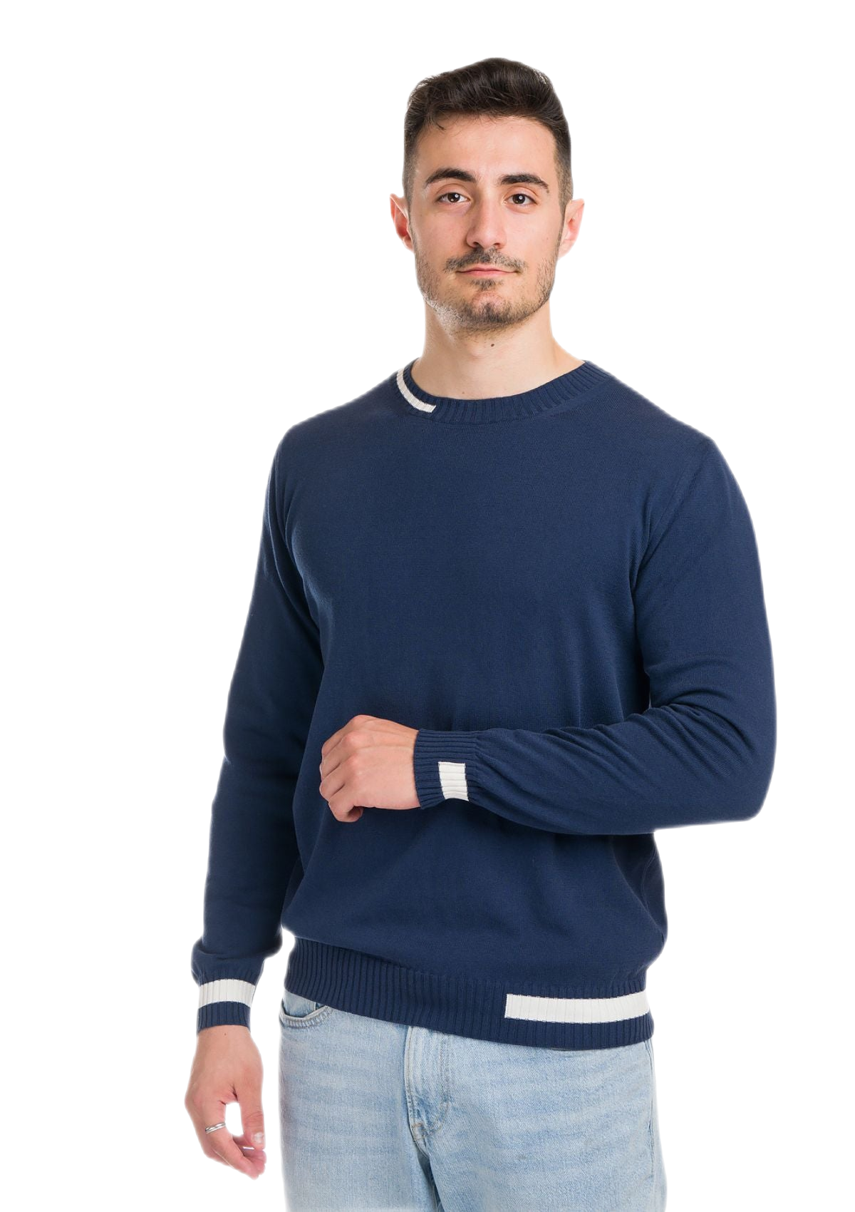 Formentera: camiseta de hombre de cuello redondo en algodón con inserciones a contraste