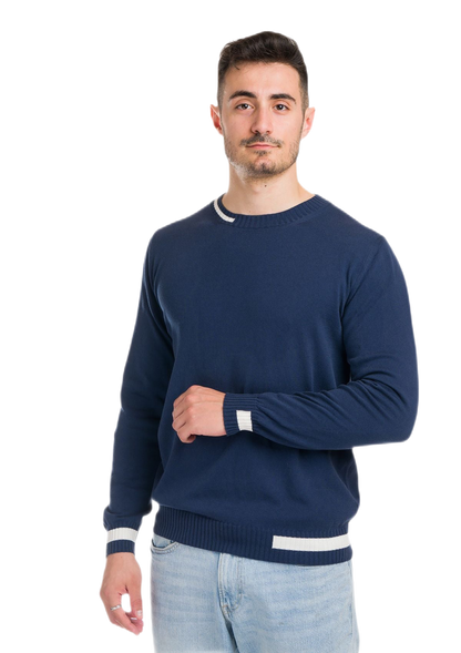 Formentera: camiseta de hombre de cuello redondo en algodón con inserciones a contraste