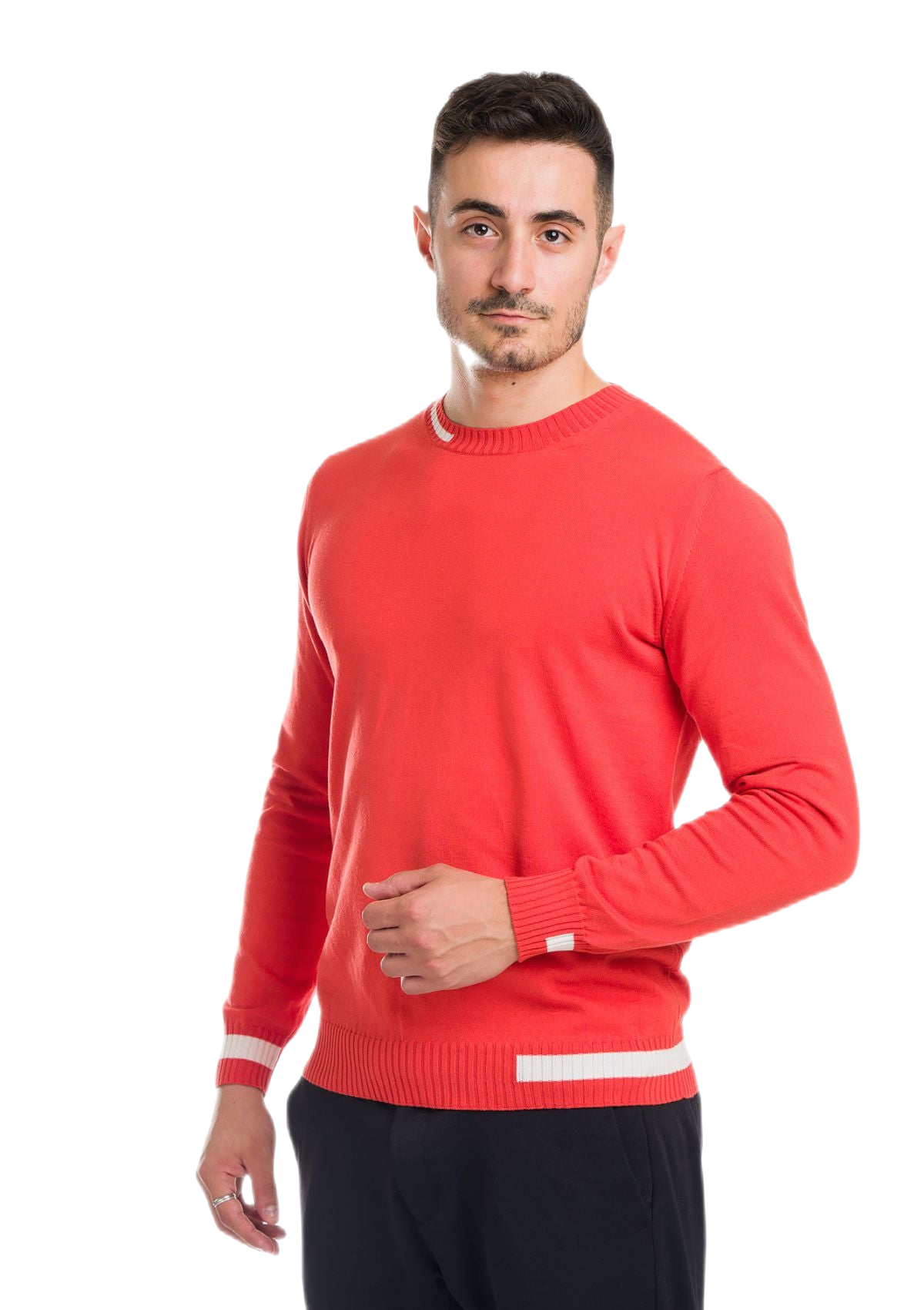 Formentera: camiseta de hombre de cuello redondo en algodón con inserciones a contraste