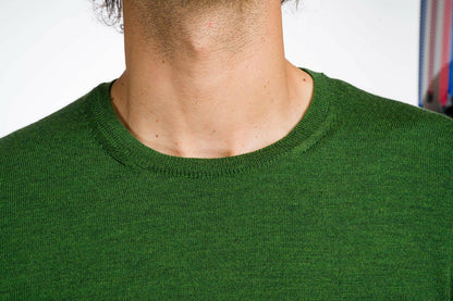 G MAN Pullover: camiseta clásica de hombre de cuello redondo en lana virgen merino