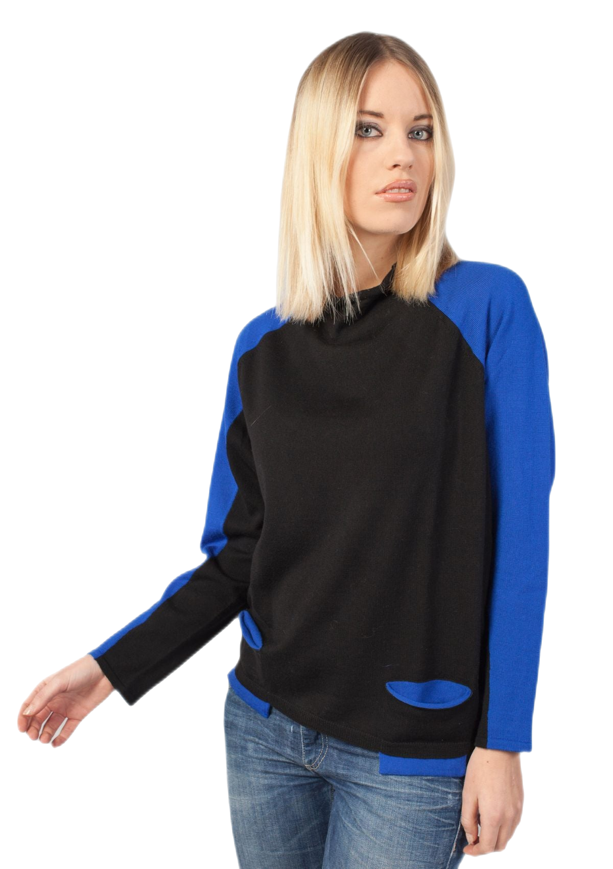 Rondine: camiseta de mujer raglán bicolor con mangas murciélago