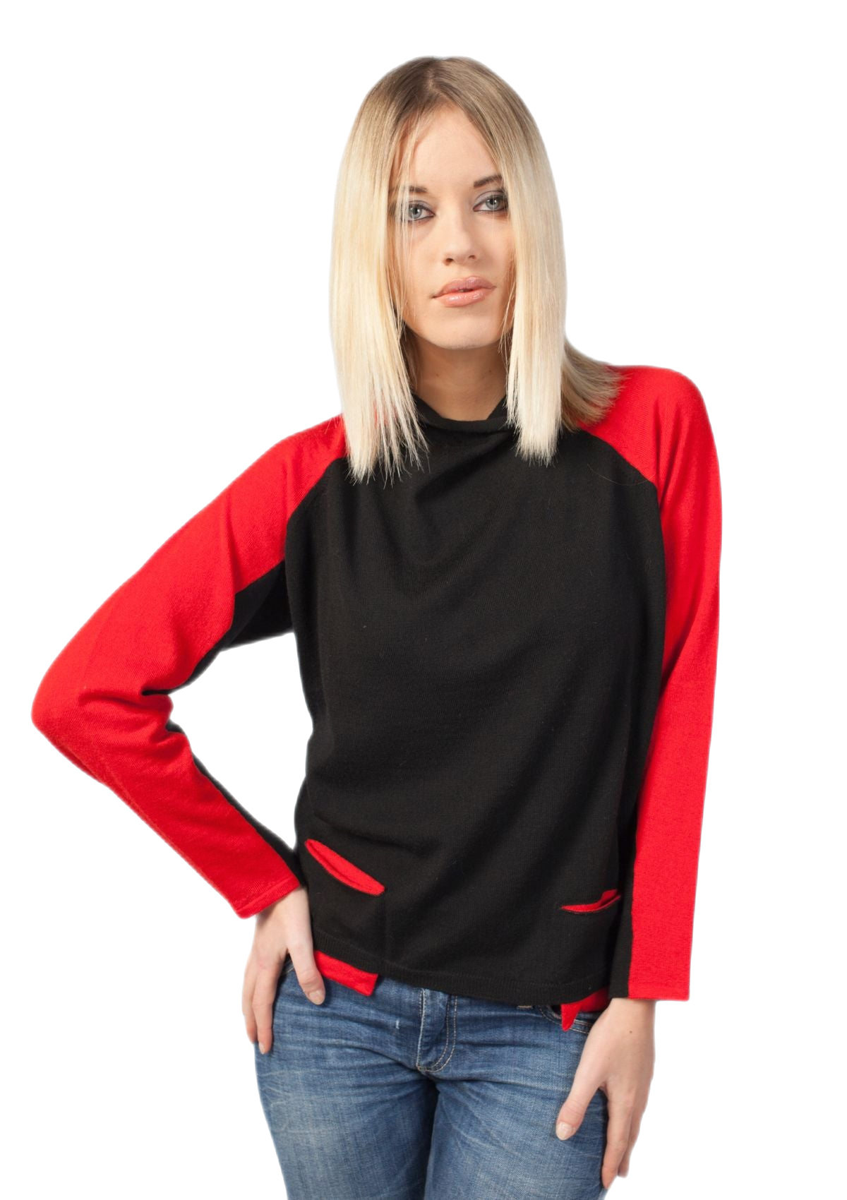 Rondine: camiseta de mujer raglán bicolor con mangas murciélago