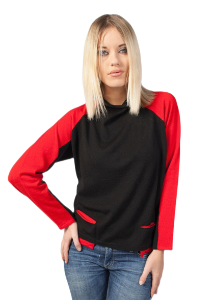Rondine: camiseta de mujer raglán bicolor con mangas murciélago
