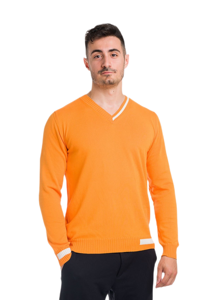 Ibiza: camiseta de hombre en algodón orgánico con cuello en V e inserciones a contraste