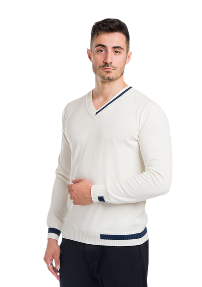 Ibiza: camiseta de hombre en algodón orgánico con cuello en V e inserciones a contraste