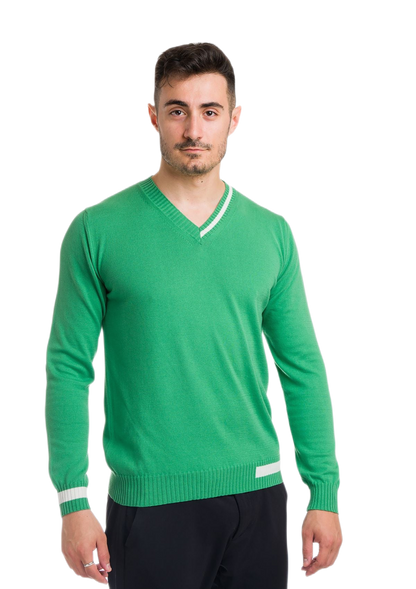 Ibiza: camiseta de hombre en algodón orgánico con cuello en V e inserciones a contraste