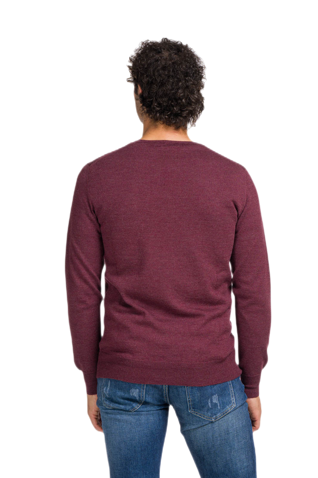 G MAN Pullover: camiseta clásica de hombre de cuello redondo en lana virgen merino