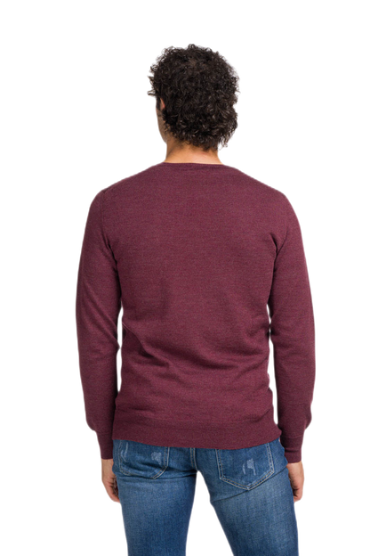 G MAN Pullover: camiseta clásica de hombre de cuello redondo en lana virgen merino