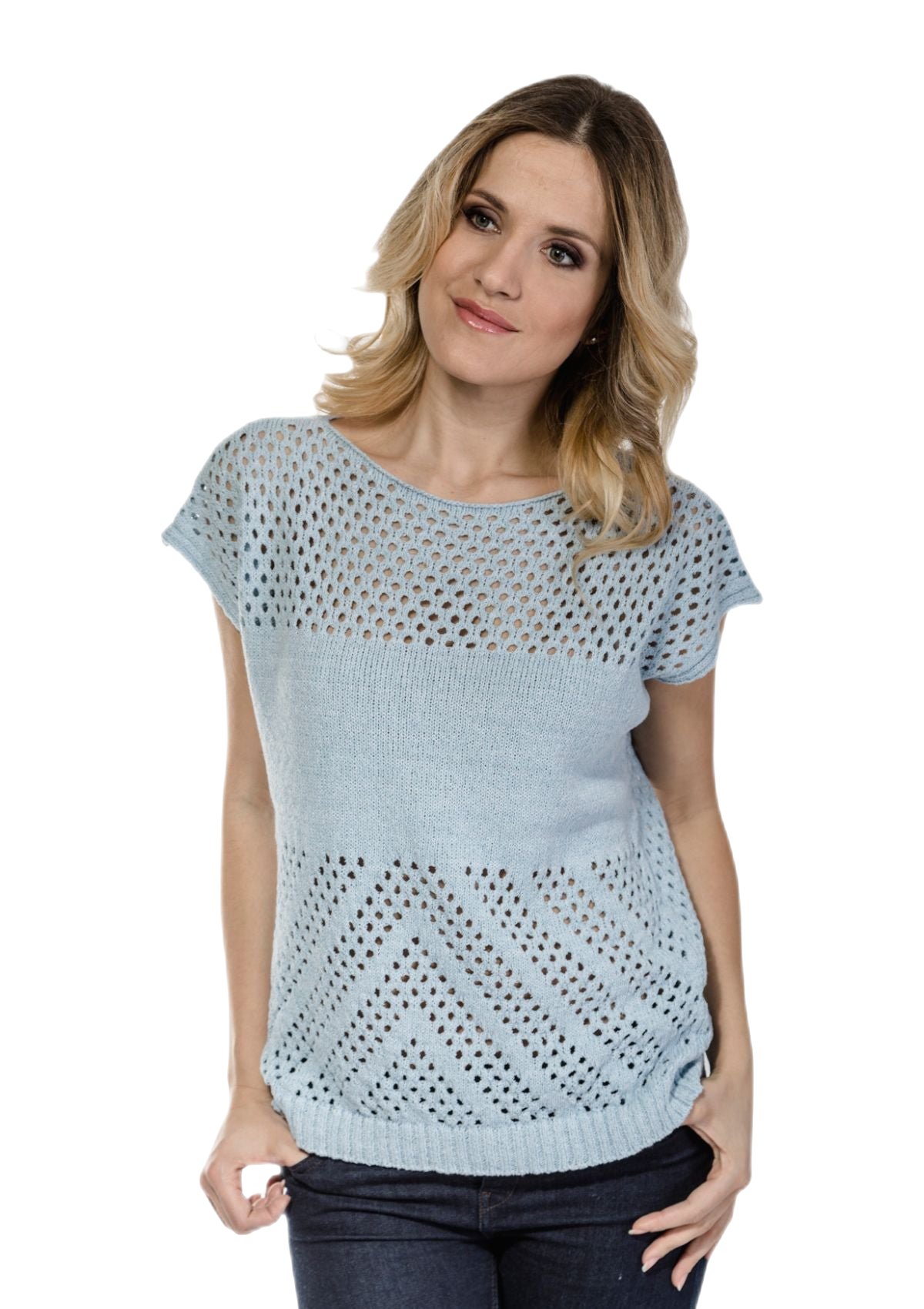 Gianna: camiseta de mujer de algodón calado Made in Italy