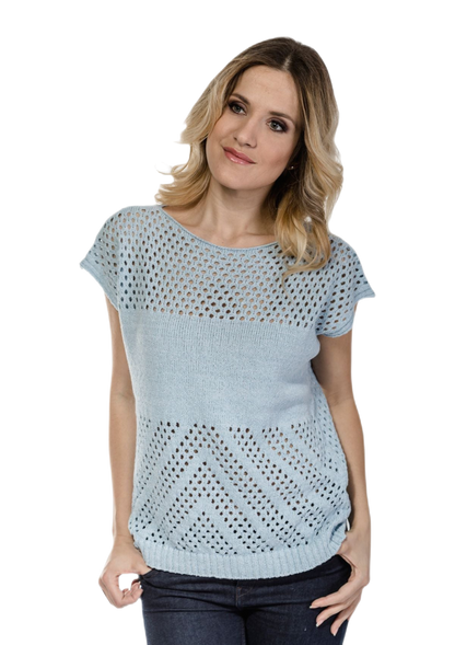 Gianna: camiseta de mujer de algodón calado Made in Italy