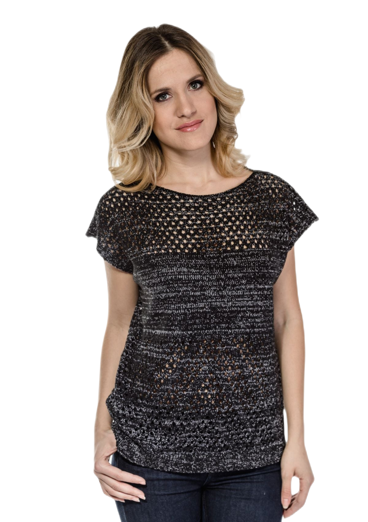Gianna: camiseta de mujer de algodón calado Made in Italy