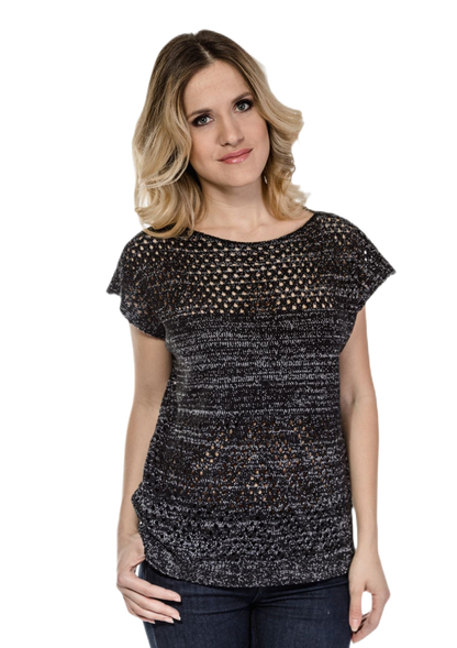 Gianna: camiseta de mujer de algodón calado Made in Italy