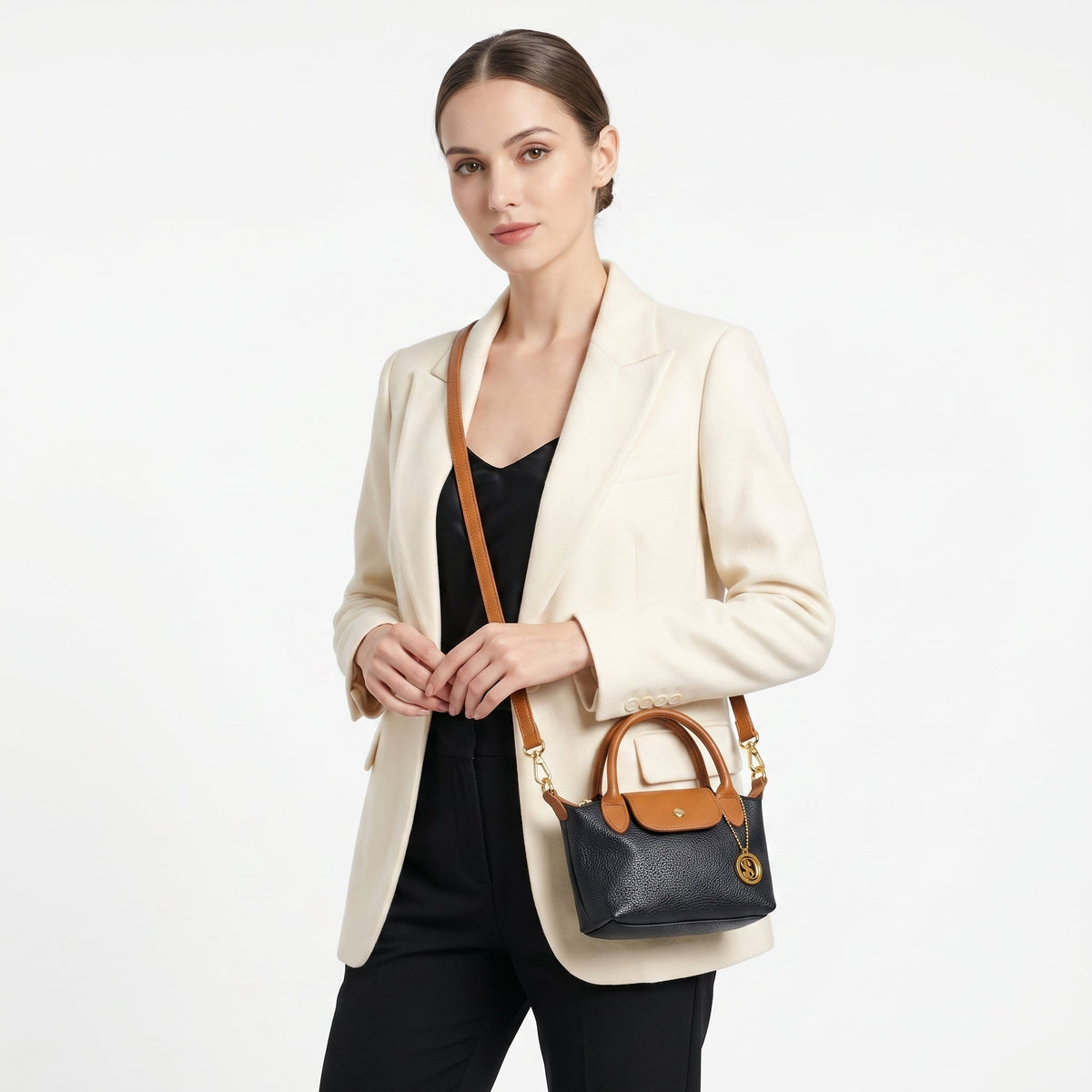 Venis Mini-Tasche aus zweifarbigem Echtleder
