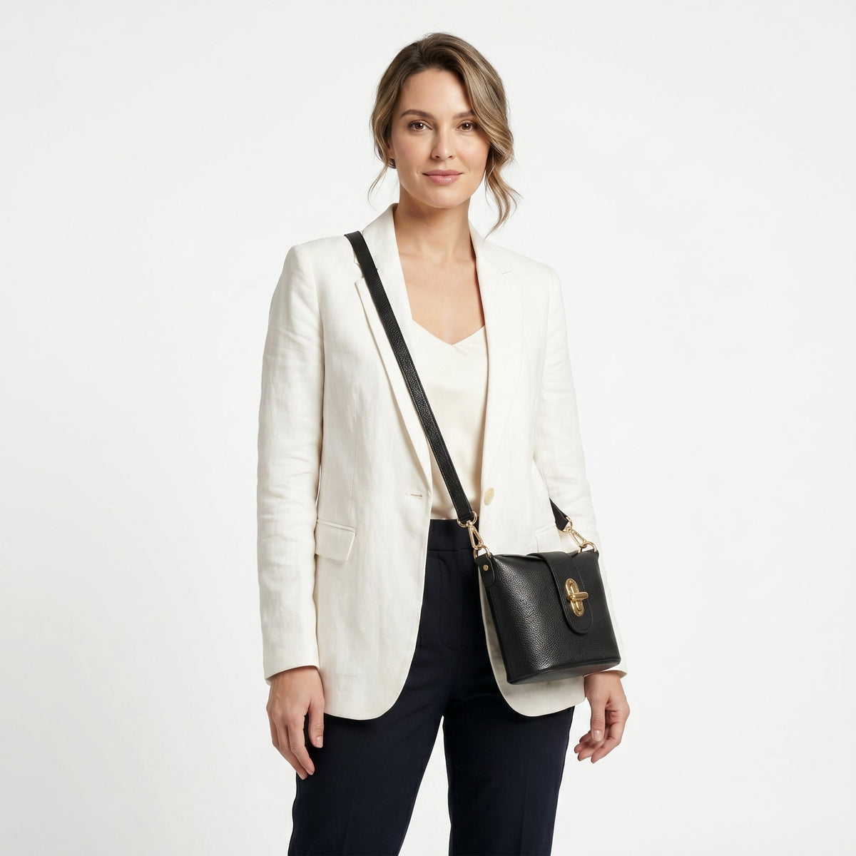 Emma Sac en cuir véritable avec fermeture à torsion