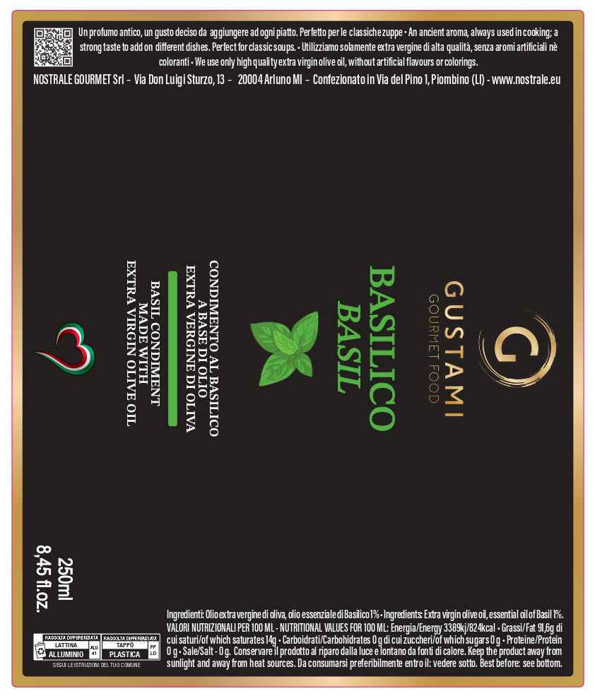 Aceite de oliva virgen extra con albahaca 250ml