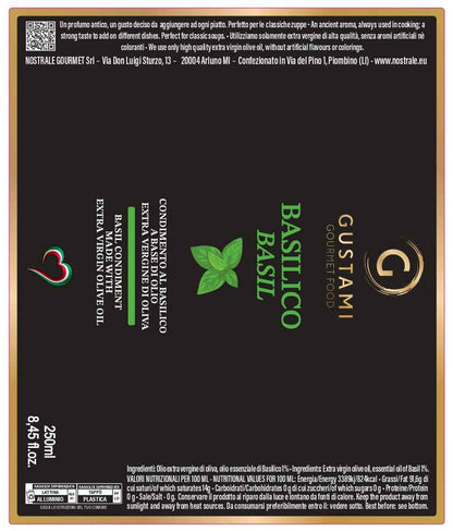 Aceite de oliva virgen extra con albahaca 250ml