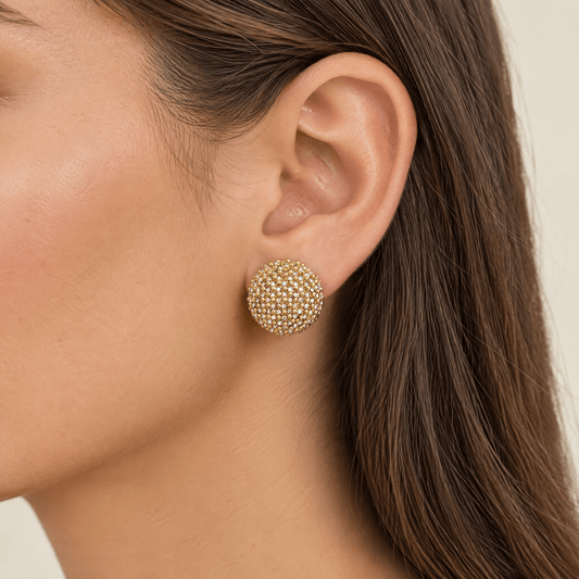 Gold-Tone Dome Stud Earrings