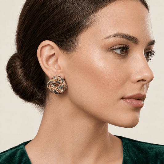 Knot Earrings with Multicolored Pavé