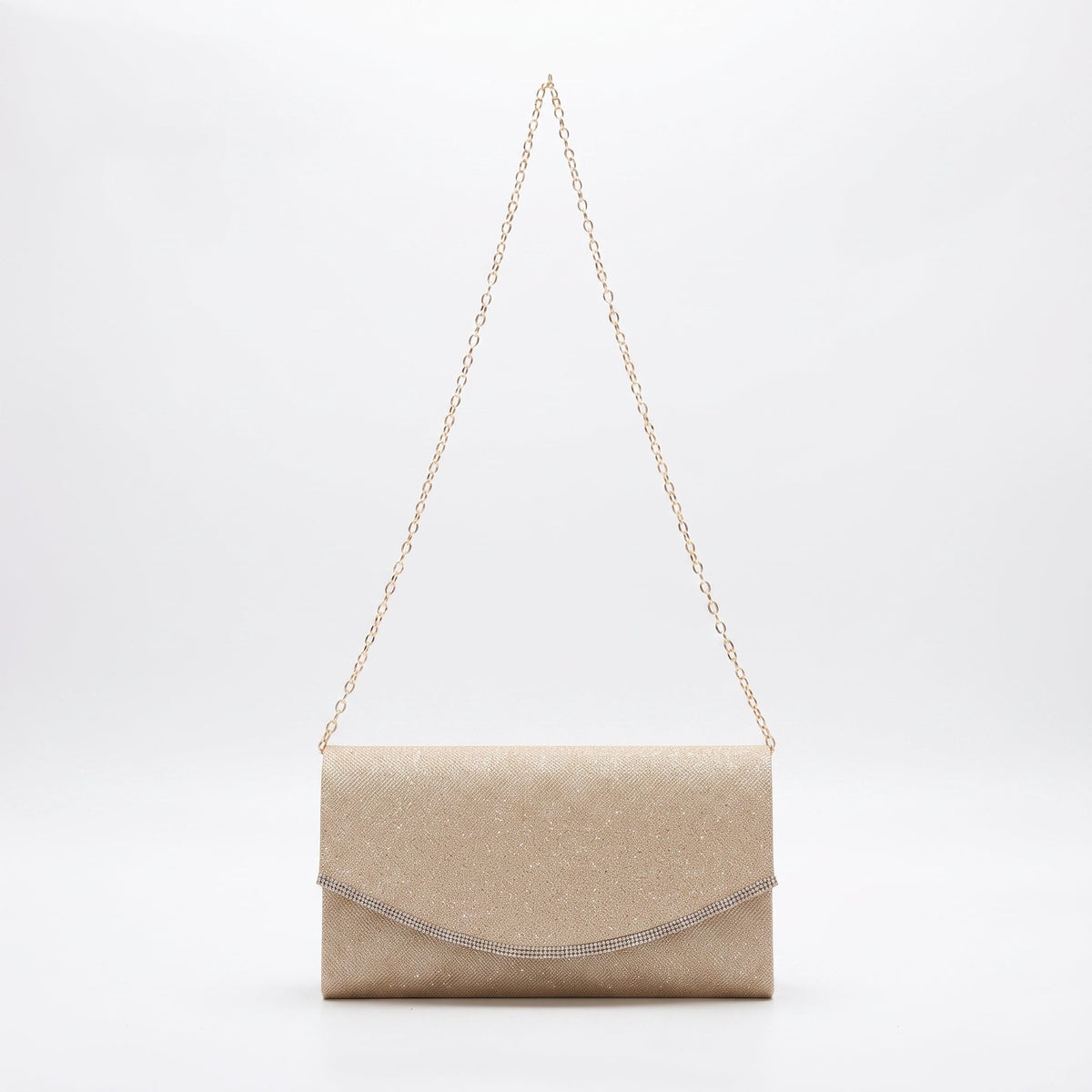 Clutch envelope com strass dourado