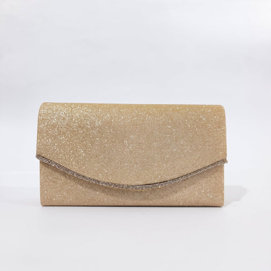 Gold Rhinestone Envelope Clutch
