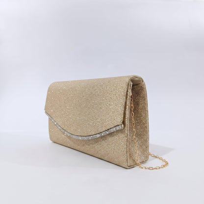 Clutch envelope com strass dourado