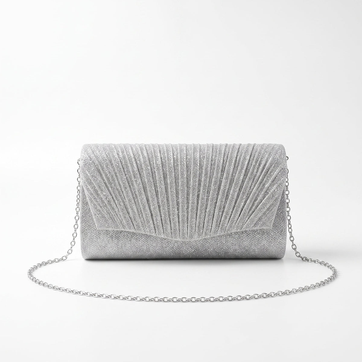 Clutch leque com strass prateado