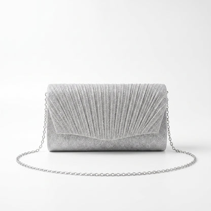 Clutch leque com strass prateado