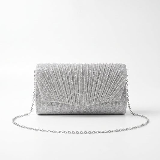 Silver Rhinestone Fan Clutch