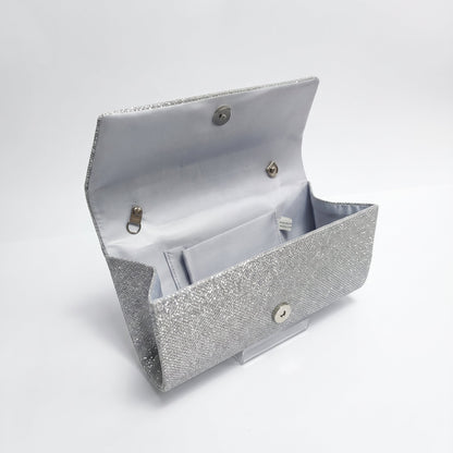 Clutch leque com strass prateado