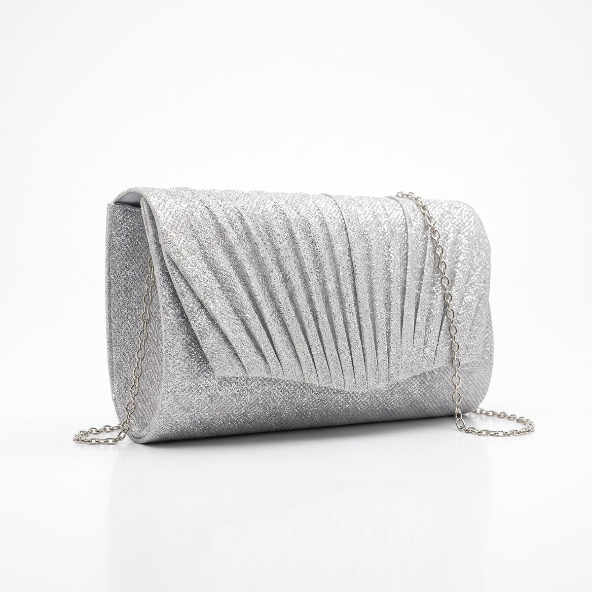 Clutch leque com strass prateado