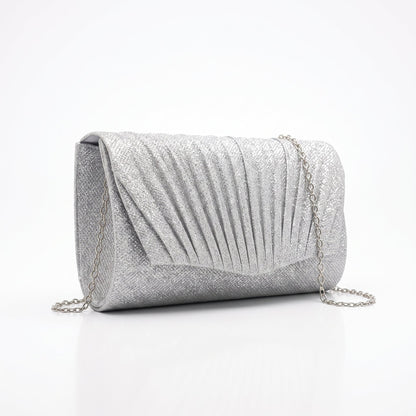 Clutch leque com strass prateado